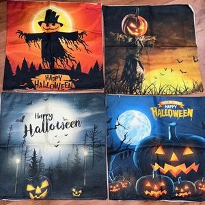 NWT Set of 4 Halloween Jack-O-Lantern Pillow Covers